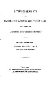 Cover of Sitzungsberichte der Kaiserlichen Akademie der Wissenschaften, Mathematisch-naturwissenschaftliche Classe by Kaiserlichen Akademie der Wissenschaften in Wien, Mathematisch-Naturwissenschaftliche Klasse