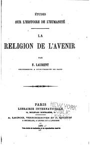 Front cover of Études sur l'histoire de l'humanité by François Laurent