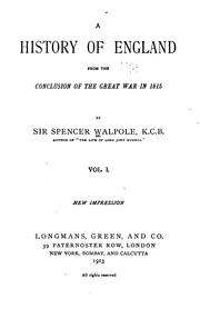 Cover of A History of England from the Conclusion of the Great War in 1815 by Sir Spencer Walpole