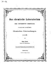 Front cover of Das chemische Laboratorium der Universität Christiania: Und die darin .. by Adolph Strecker