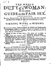Front cover of The whole duty of a woman: or a guide to the female sex by Lady