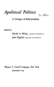 Front cover of Apolitical Politics: A Critique of Behavioralism by Charles Allan McCoy 