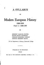 Cover of A Syllabus of Modern European History, 1500-1919 ... by Herbert Darling Foster