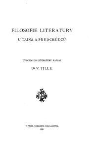 Cover of Filosofie literatury u Taina a předchůdců by Václav Tille