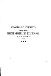 Front cover of Mémoires et documents by Société d'histoire et d'archéologie de Genève