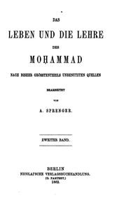 Cover of Das Leben und die Lehre des Mohammad by Aloys Sprenger