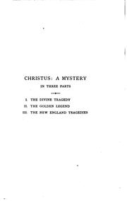 Front cover of Christus: A Mystery by Henry Wadsworth Longfellow