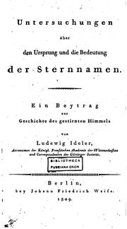 Front cover of Untersuchungen über den Ursprung und die Bedeutung der Sternnamen by Christian Ludwig Ideler