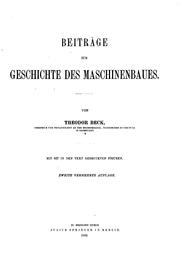 Front cover of Beiträge zur Geschichte des Maschinenbaues by Theodor Beck