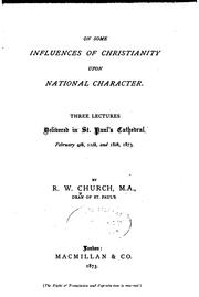 Front cover of On Some Influences of Christianity Upon National Character: Three Lectures .. by Richard William Church