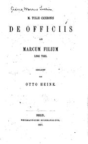 Cover of M. Tullii Ciceronis De officiis ad Marcum filium libri tres by Cicero
