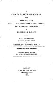 Front cover of A Comparative Grammar of the Sanscrit, Zend, Greek, Latin, Lithuanian ... by Franz Bopp