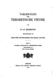 Front cover of Vorlesungen über theoretische Physik by Hermann von Helmholtz