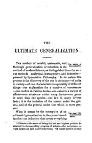 Front cover of The Ultimate Generalization: An Effort in the Philosophy of Science by John Lord Peck