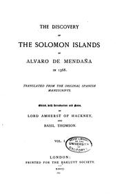 Front cover of The Discovery of the Solomon Islands by Alvaro de Mendaña in 1568 by Amherst, William Amhurst Tyssen-Amherst Baron