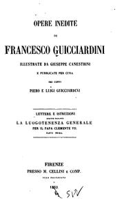 Front cover of Opere inedite di Francesco Guicciardini by Francesco Guicciardini