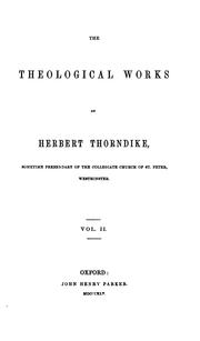 Front cover of The Theological Works of Herbert Thorndike by Herbert Thorndike