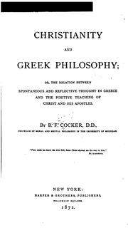 Front cover of Christianity and Greek Philosophy by Benjamin Franklin Cocker
