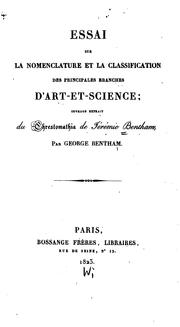 Front cover of Essai sur la nomenclature et la classification des principales branches d'art-et-science by Jeremy Bentham
