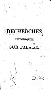 Front cover of Recherches historiques sur Falaise by Pierre Gilles Langevin