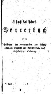 Cover of Physikalisches Wörterbuch by Johann Karl Fischer
