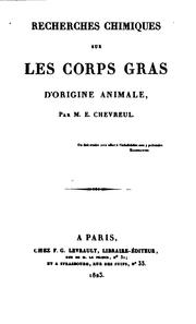 Cover of Recherches chimiques sur les corps gras d'origine animale by M. E. Chevreul