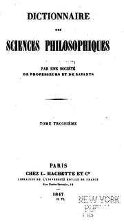 Front cover of Dictionnaire des sciences philosophiques: par une société de professeurs de philosophie by Adolphe Franck