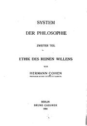 Cover of System der Philosophie by Hermann Cohen