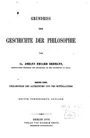 Cover of Grundriss der Geschichte der Philosophie by Johann Eduard Erdmann