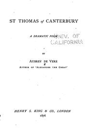Cover of St. Thomas of Canterbury by Aubrey De Vere