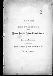 Front cover of Letters from the president of the Roman Catholic School Commissioners of the City of Montreal by V. Rousselot