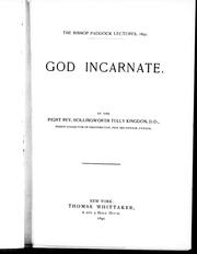 Front cover of God incarnate by Hollingworth Tully Kingdon