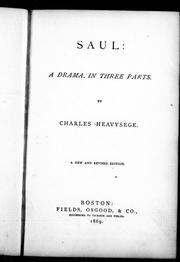 Cover of Saul by Charles Heavysege
