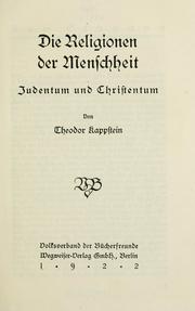 Cover of Die Religionen der Menschheit, Judentum und Christentum by Theodor Kappstein
