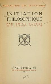 Front cover of Initiation philosophique by Émile Faguet