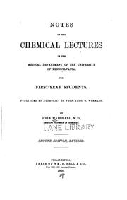 Cover of Notes on the chemical lectures in the medical department of the University of Pennsylvania, for .. by Theodore George Wormley