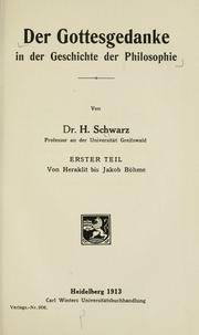 Front cover of Der Gottesgedanke in der Geschichte der Philosophie by Schwarz, Hermann