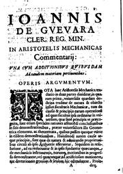 Front cover of Ioannis de Gvevara ... In Aristotelis Mechanicas commentarij by Giovanni de Guevara
