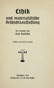 Front cover of Ethik und materialistische Geschichtsauffassung by Karl Kautsky