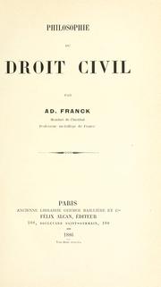 Front cover of Philosophie du droit civil by Adolphe Franck
