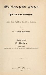Cover of Weltbewegende Fragen in Politik und Religion by Ludwig Philippson