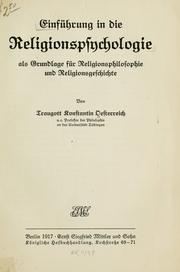 Front cover of Einführung in die Religionspsychologie als Grundlage für Religionsphilosophie und Religionsgeschichte by Traugott Konstantin Oesterreich