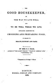 Front cover of The good housekeeper by Sarah Josepha Hale