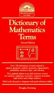 Front cover of Dictionary of mathematics terms by Douglas Downing
