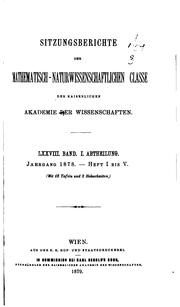 Cover of Sitzungsberichte der Kaiserlichen Akademie der Wissenschaften, Mathematisch-naturwissenschaftliche Classe by Kaiserlichen Akademie der Wissenschaften in Wien, Mathematisch-Naturwissenschaftliche Klasse