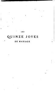 Cover of Le quinze joyes de mariage by Antoine de La Sale