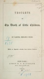 Cover of Thoughts on the death of little children by Samuel Irenæus Prime