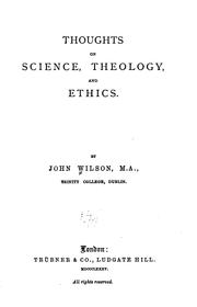 Front cover of Thoughts on science, theology, and ethics by Wilson, John M.A., of Trinity College, Dublin.