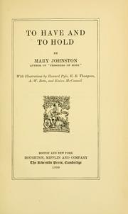 Front cover of To have and to hold by Mary Johnston