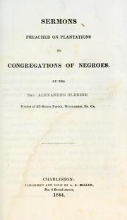 Front cover of Sermons preached on plantations to congregations of Negroes by Alexander Glennie